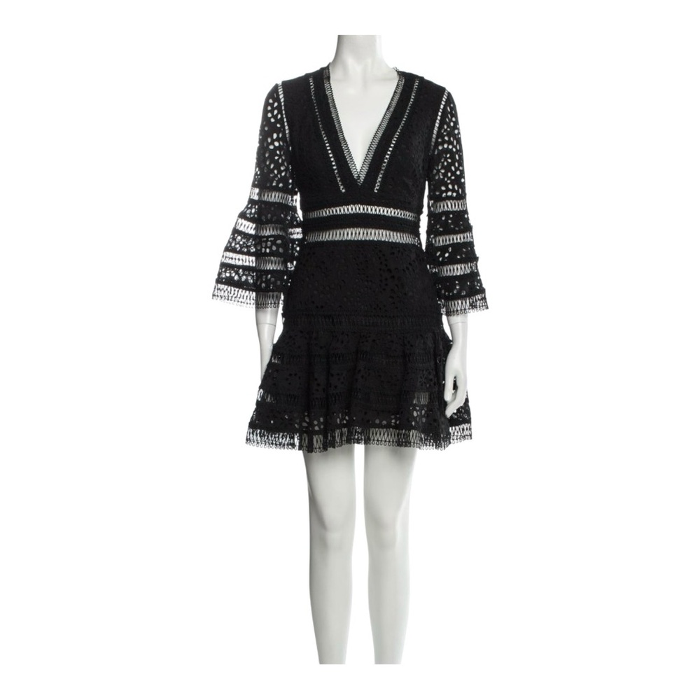 Zimmermann Black Eyelet V-Neck Mini Dress, 1